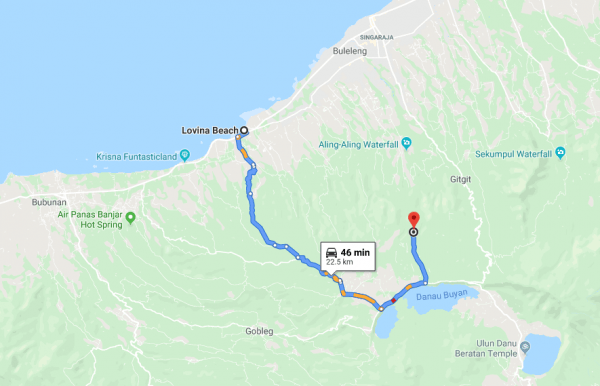 pucak manik waterfall map