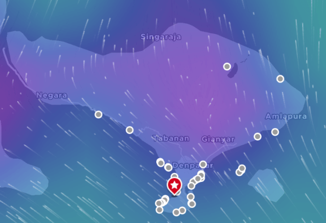 Bali current wind direction