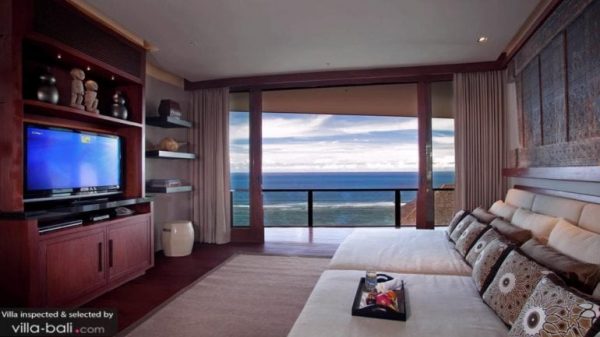 TV lounge Villa Bidadari Ocean view
