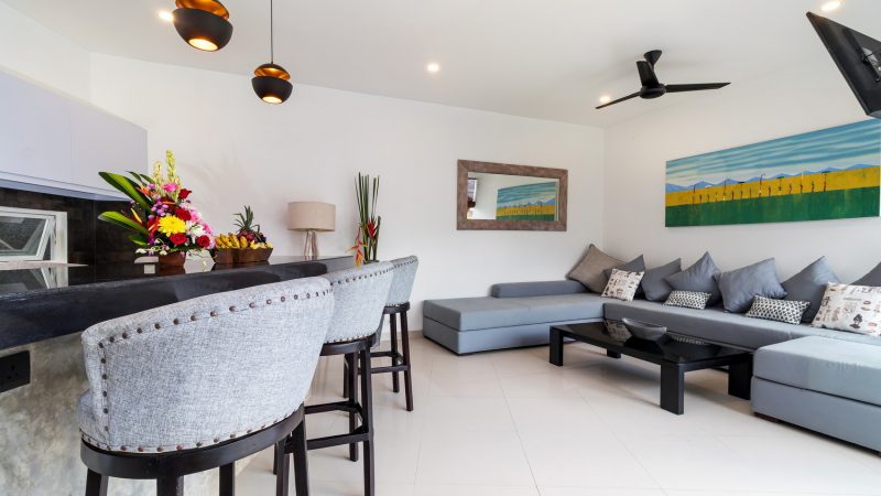 spacious and open living room of villa hiburan 1