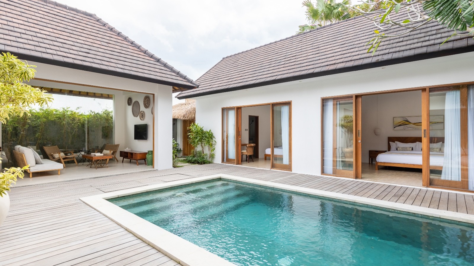 the front of Villa Lapis 1, a stunning beach villa in Canggu