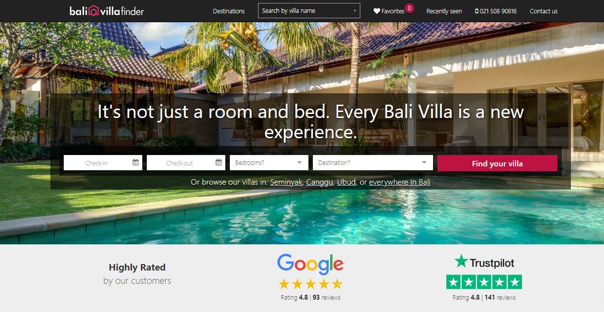 website from bali villa finder